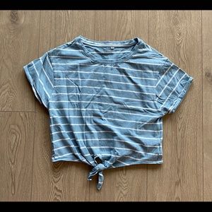 Blue Striped Crop Top